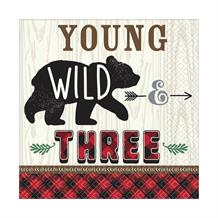Little Lumberjack Bear "Young, Wild And Three" 33cm Napkins