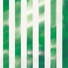 Green Foil Striped Party Napkins | Serviettes