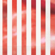 Red Foil Striped Party Napkins | Serviettes