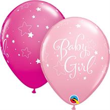 Pink Stars Baby Girl | Baby Shower 11" Qualatex Latex Party Balloons