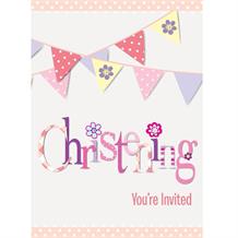 Pink Bunting Christening Party Invites | Invitations
