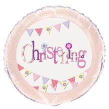 Pink Bunting Christening Party 18" Foil Helium Balloon