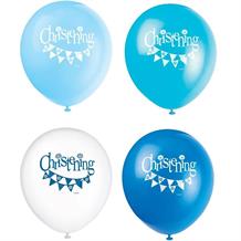 Blue Bunting Christening 12" Party Latex Balloons