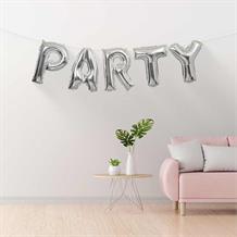 Silver Party Letter Balloon Banner