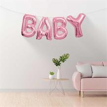 Pink Baby Letter Balloon Banner
