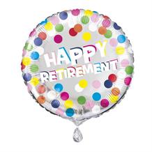 Happy Retirement Colourful Dots 18" Foil | Helium Balloon