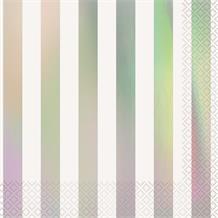 Iridescent Foil Striped Party Napkins | Serviettes