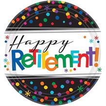Happy Retirement Confetti Dots Party Cake Plates