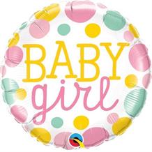 Baby Girl Pink Dots Baby Shower 18" Foil | Helium Balloon