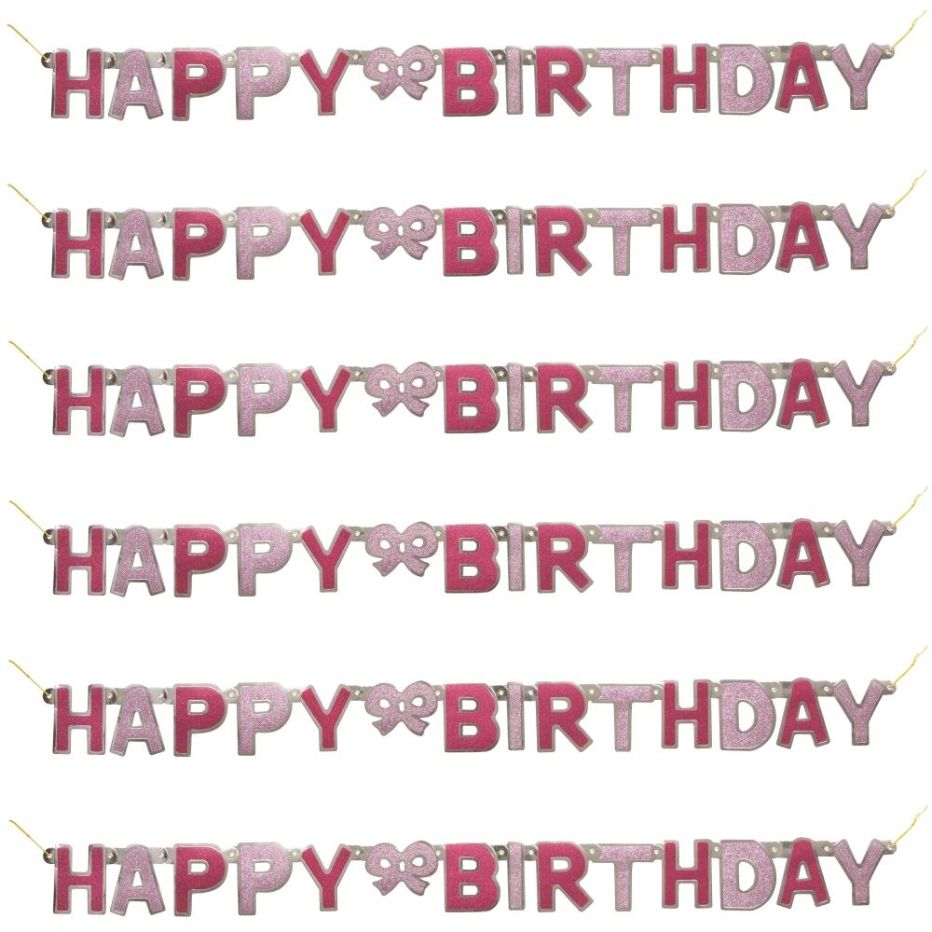 Pink Glitz Happy Birthday Paper Letter Banner