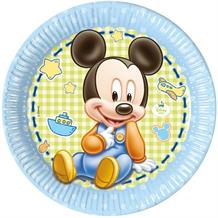 Baby Mickey Mouse Gingham 23cm Party Plates