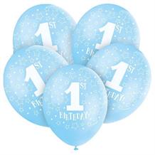 Blue Star 1st Birthday Party Latex Balloons