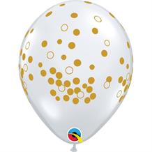 Gold Confetti Dots 11" Qualatex Latex Party Balloons
