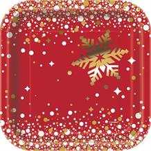 Gold Sparkle Christmas Party Cake Plates