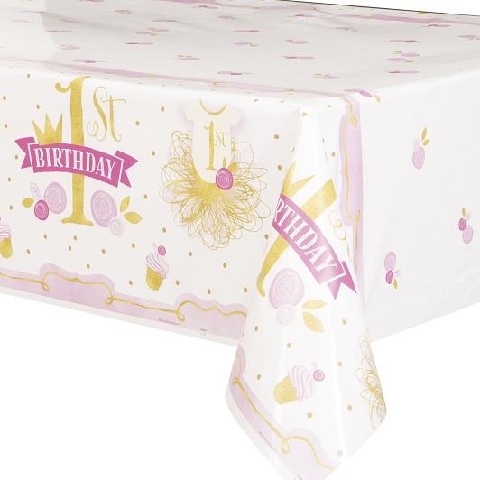 Pink and Gold Girls 1st Birthday Party Tablecover | Tablecloth