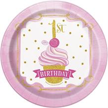 Pink and Gold Girls 1st Birthday Party Cake Plates