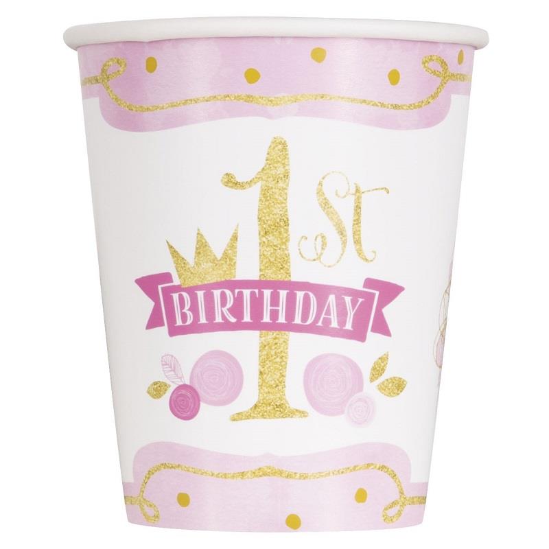 Pink and Gold Girls 1st Birthday Party Cups