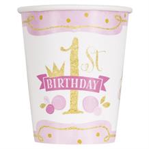 Pink and Gold Girls 1st Birthday Party Cups