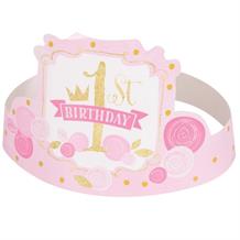 Pink and Gold Girls 1st Birthday Party Favour Hats