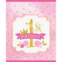 Pink and Gold Girls 1st Birthday Party Loot Bags