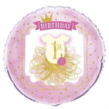 Pink and Gold Girls 1st Birthday Party 18" Foil | Helium Balloon