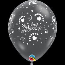 Just Married | Hearts Diamond Clear 11" Latex Party Balloons