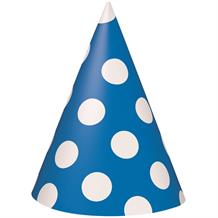 Royal Blue Polka Dot Party Favour Hats
