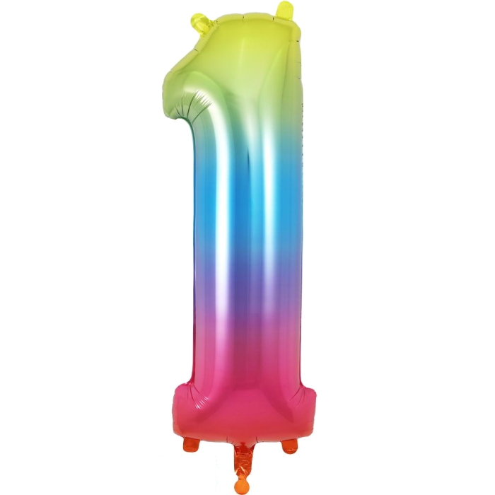 Rainbow Coloured 34&#34; Number 1 Supershape Foil | Helium Balloon