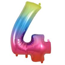 Rainbow Coloured 34" Number 4 Supershape Foil | Helium Balloon