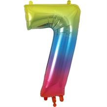 Rainbow Coloured 34" Number 7 Supershape Foil | Helium Balloon