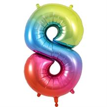 Rainbow Coloured 34" Number 8 Supershape Foil | Helium Balloon