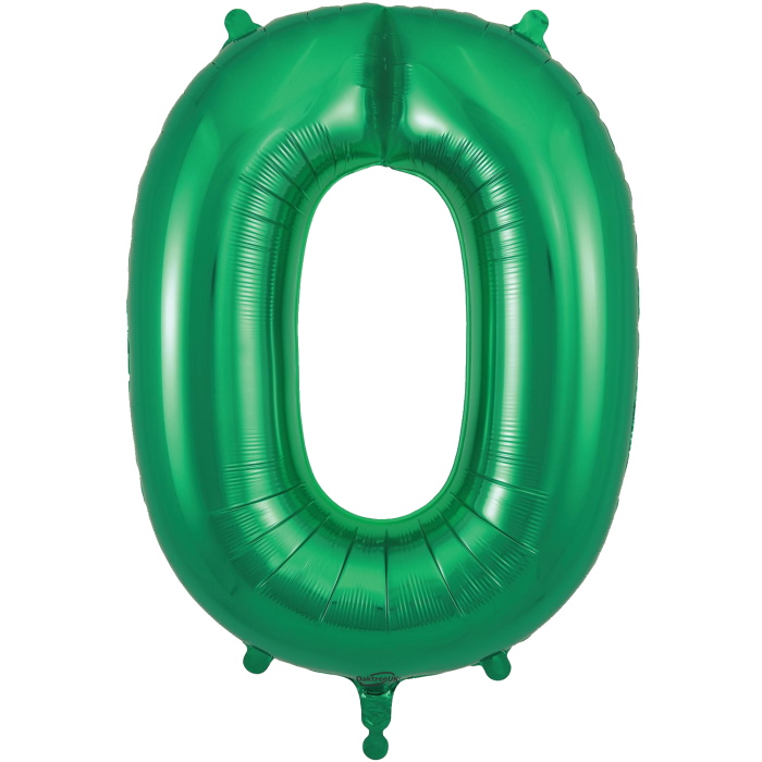 Dark Green 34&#34; Number 0 Supershape Foil | Helium Balloon