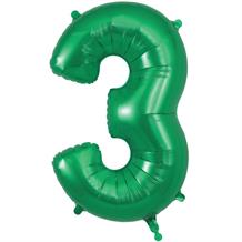 Dark Green 34" Number 3 Supershape Foil | Helium Balloon