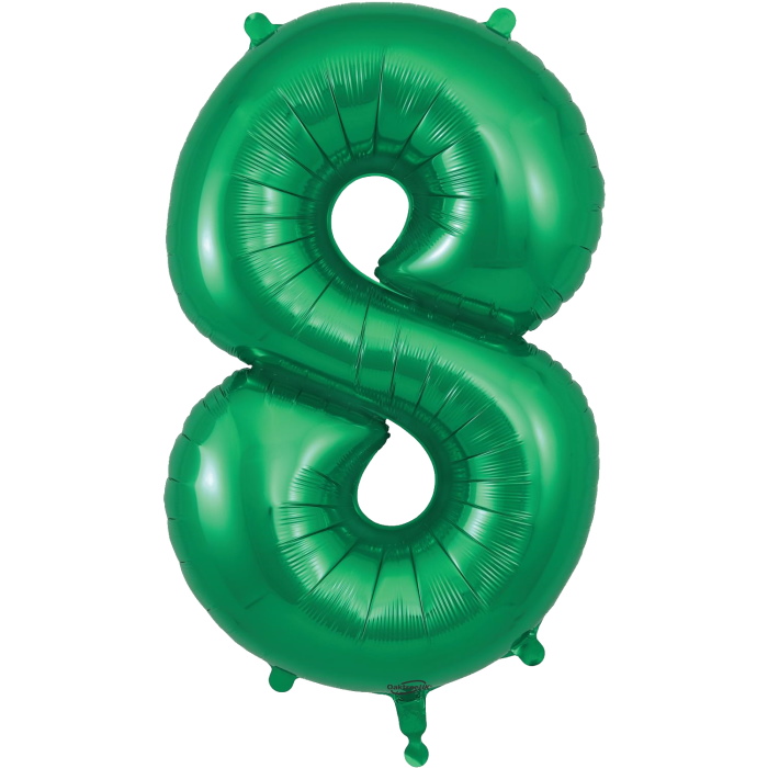 Dark Green 34&#34; Number 8 Supershape Foil | Helium Balloon