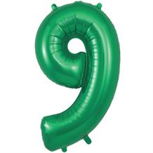 Dark Green 34" Number 9 Supershape Foil | Helium Balloon