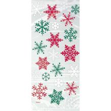 Christmas Red and Green Snowflake Party Cello Loot Favour Bags