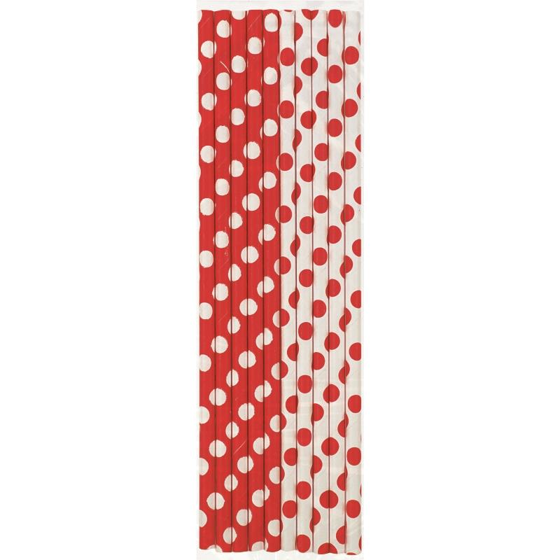 Red Polka Dot Party Drinking Straws