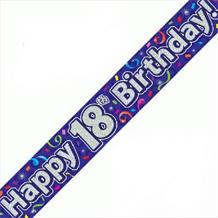 Purple Streamers Happy 18th Birthday Foil Banner | Decoration