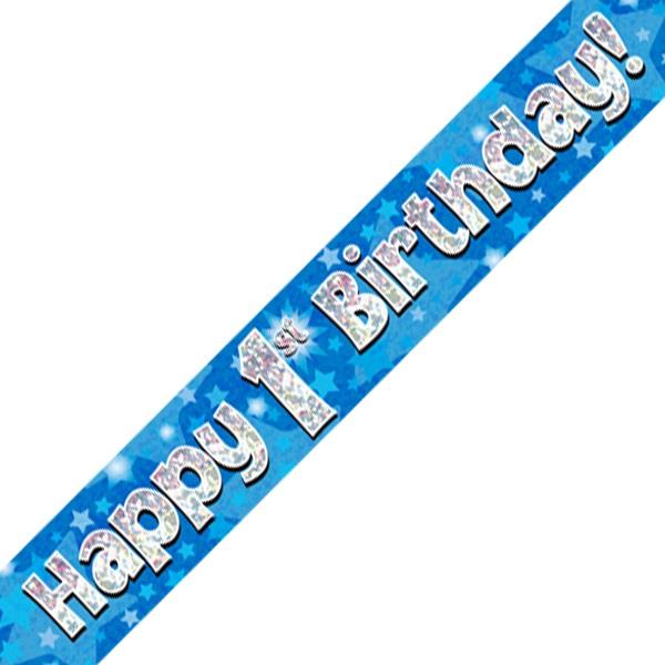 Blue Star Happy 1st Birthday Foil Banner | Decoration
