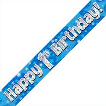 Blue Star Happy 1st Birthday Foil Banner | Decoration