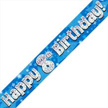 Blue Star Happy 8th Birthday Foil Banner | Decoration