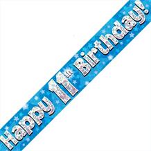 Blue Star Happy 11th Birthday Foil Banner | Decoration