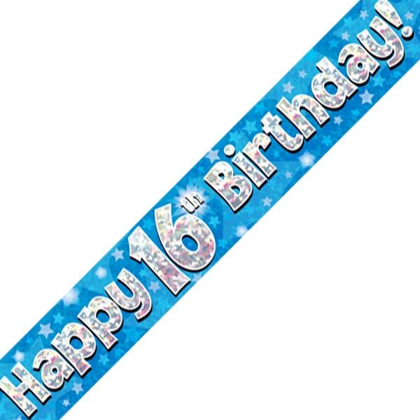 Blue Star Happy 16th Birthday Foil Banner | Decoration