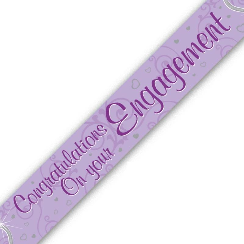 Congratulations Engagement Banner Purple Party Save Smile 