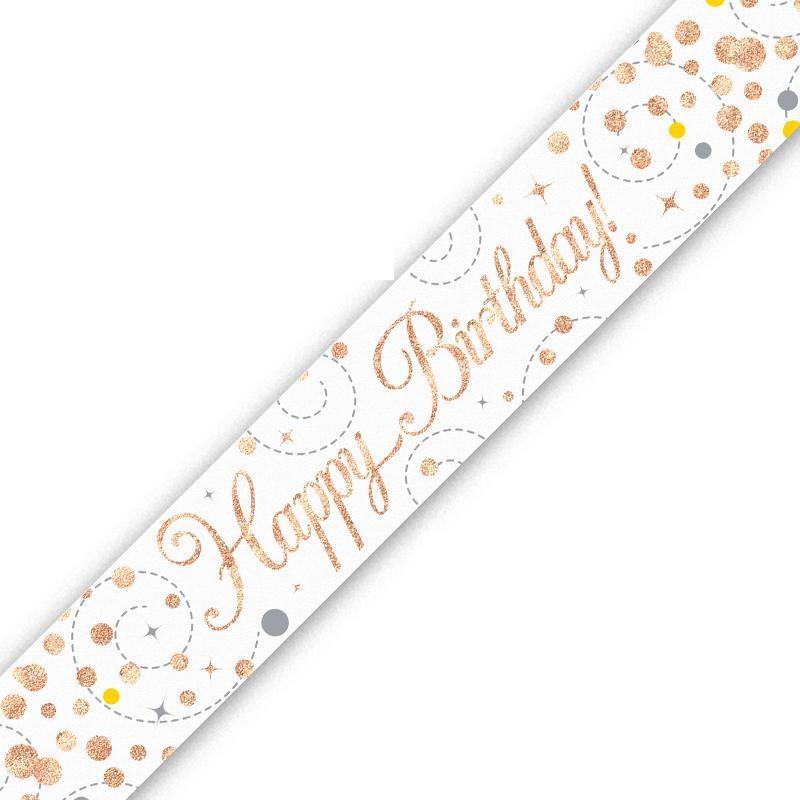 Rose Gold Confetti Happy Birthday Foil Banner | Decoration