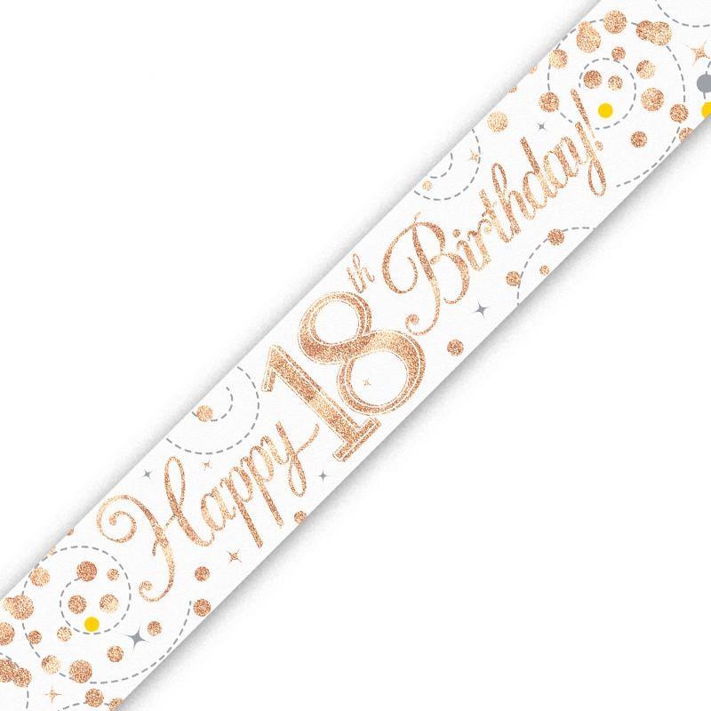 Rose Gold Confetti Happy 18th Birthday Foil Banner | Decoration