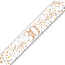Rose Gold Confetti Happy 30th Birthday Foil Banner | Decoration