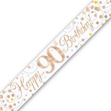 Rose Gold Confetti Happy 90th Birthday Foil Banner | Decoration
