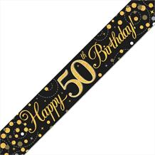 Black & Gold Foil 50th Birthday Banners | Party Save Smile