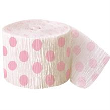 Baby Pink Polka Dot Party Streamer Decoration 30ft